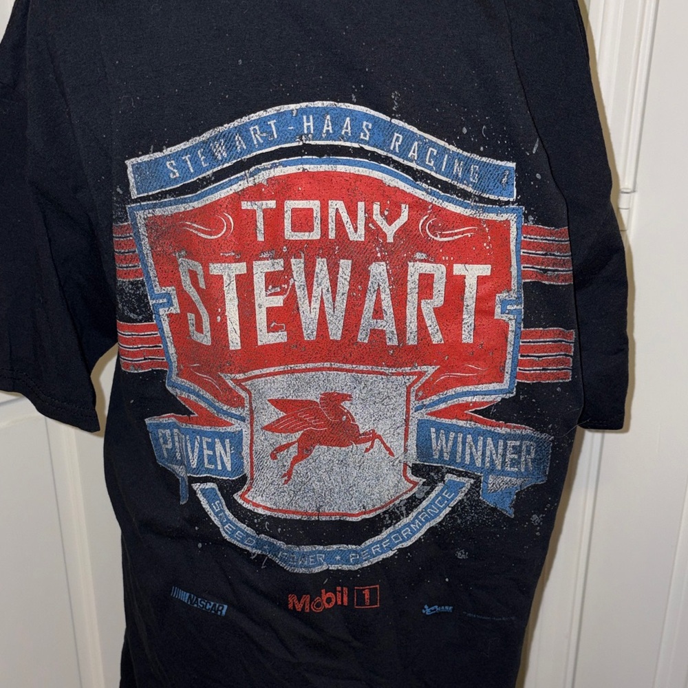 Black Graphic Men's T-Shirt Tony Stewart Racing Large